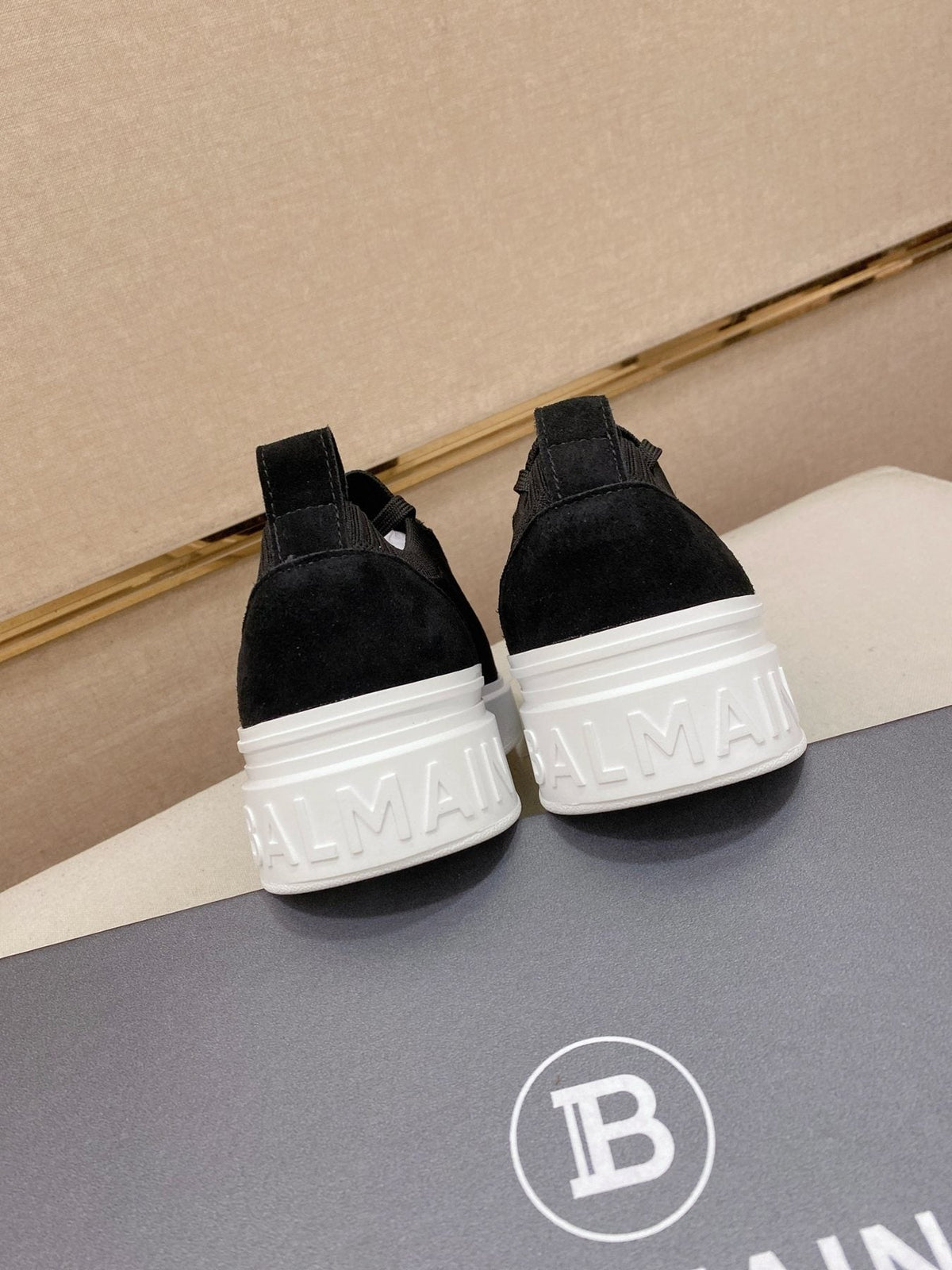Balmain Men's Knit Low-Top Sneakers - Monogram Detail